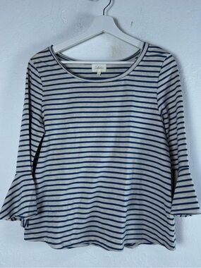 Anthropologie deletta striped Long Sleeve womens Top - Blue & cream